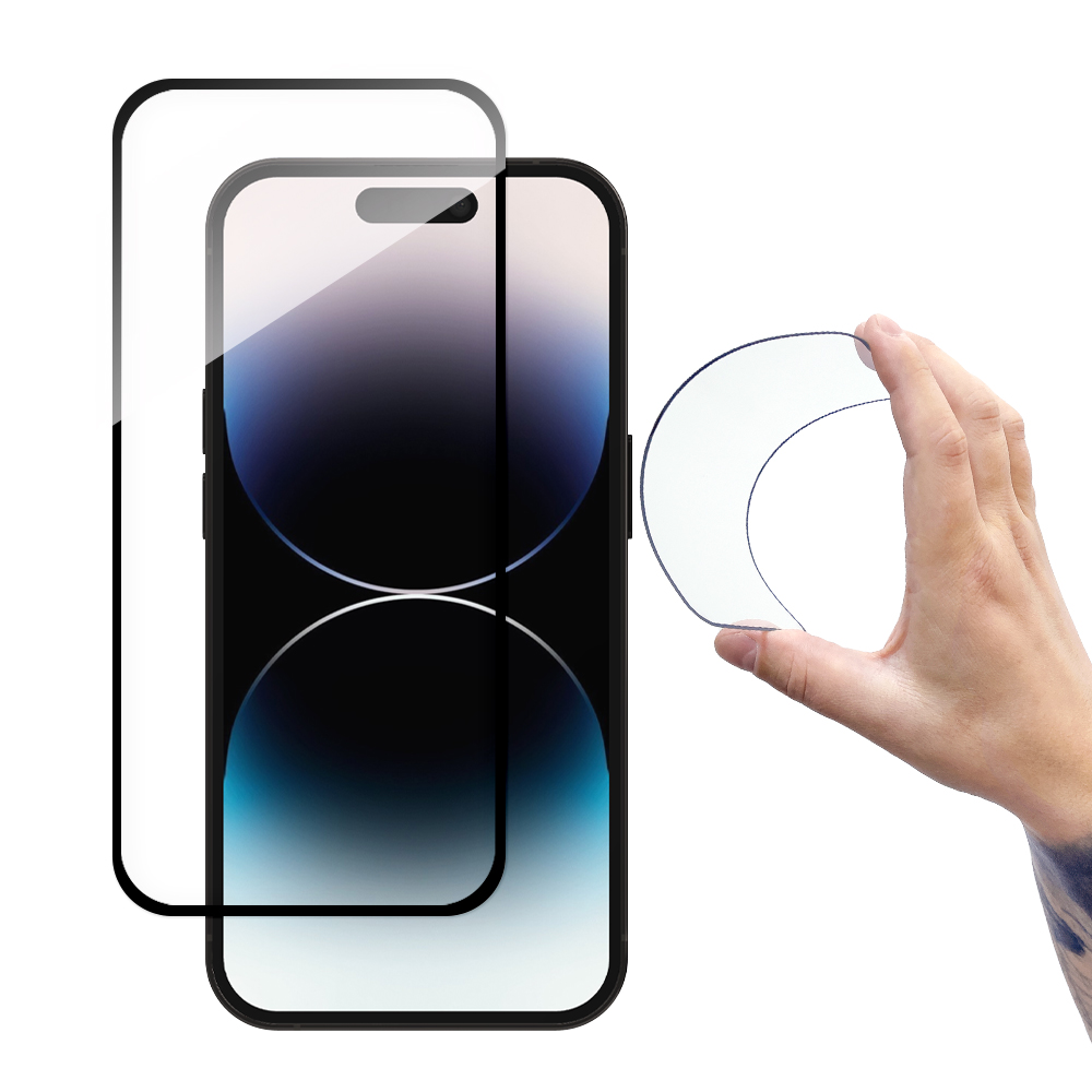 Wozinsky Full Cover Flexi Nano Glass -karkaistu lasi iPhone 14 Pro Max -puhelimelle, joka on joustava ja jossa on musta kehys