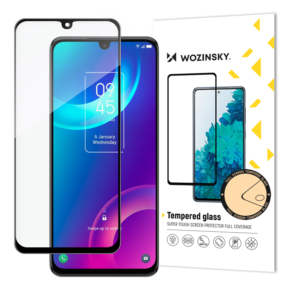 Wozinsky Super kestävä täysi liima karkaistu lasi koko näytön kehyksen kanssa asia ystävällinen TCL 30 5G musta