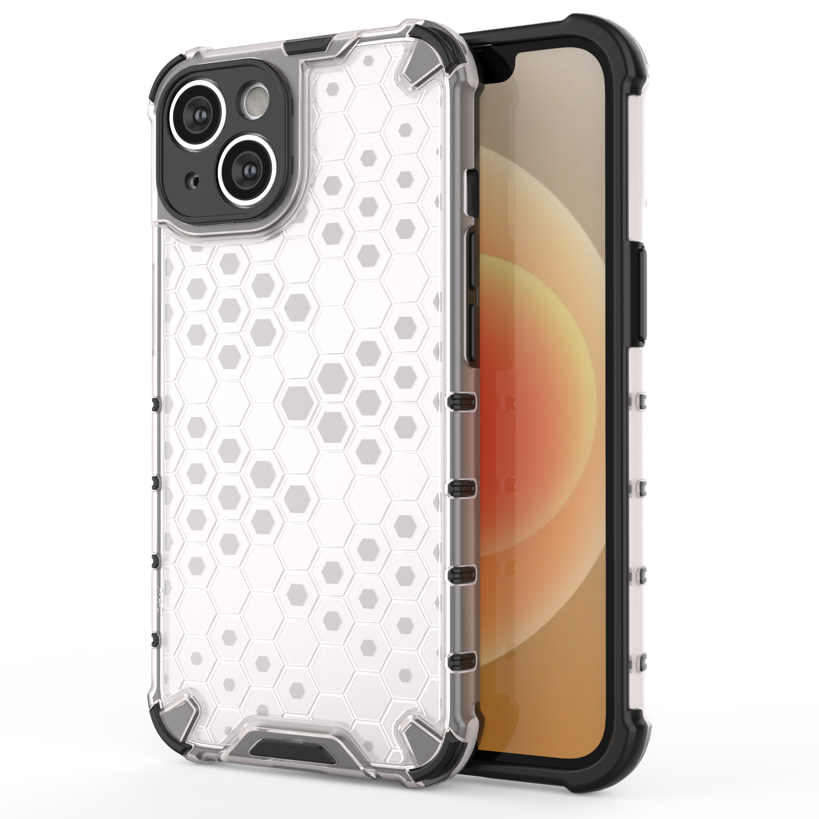 Honeycomb tapauksessa iPhone 14 panssaroitu hybridi kansi läpinäkyvästä