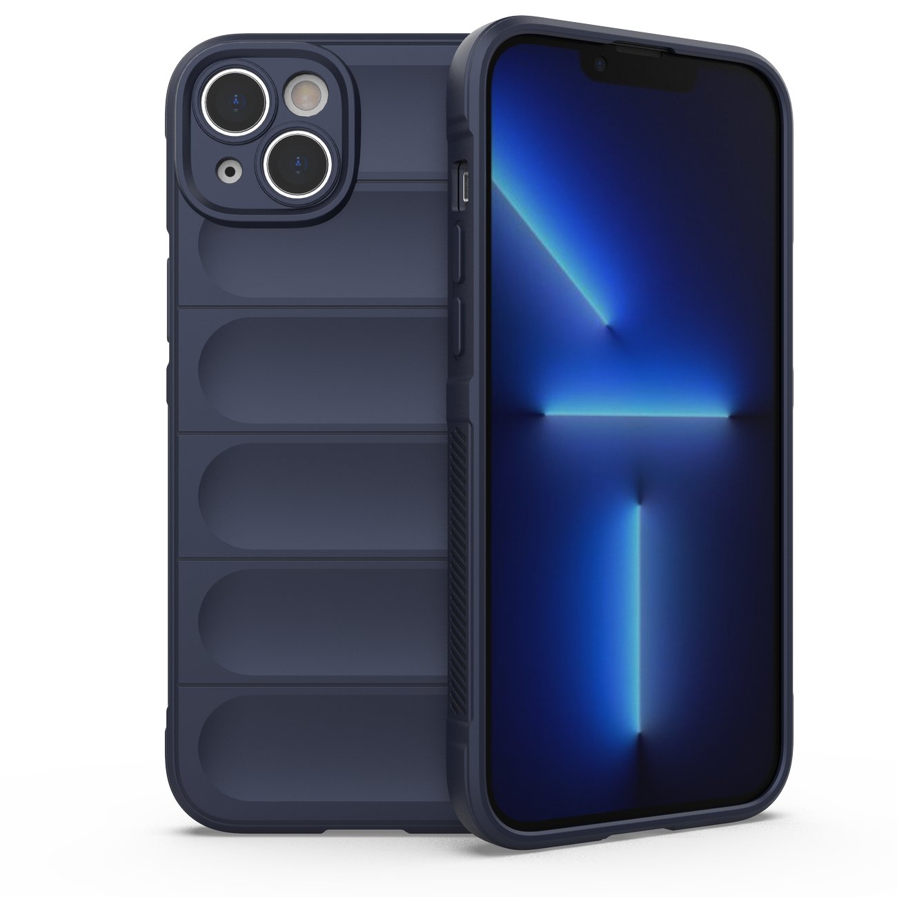 Magic Shield Case tapauksessa iPhone 14 Plus joustava panssaroitu tummansininen kansi