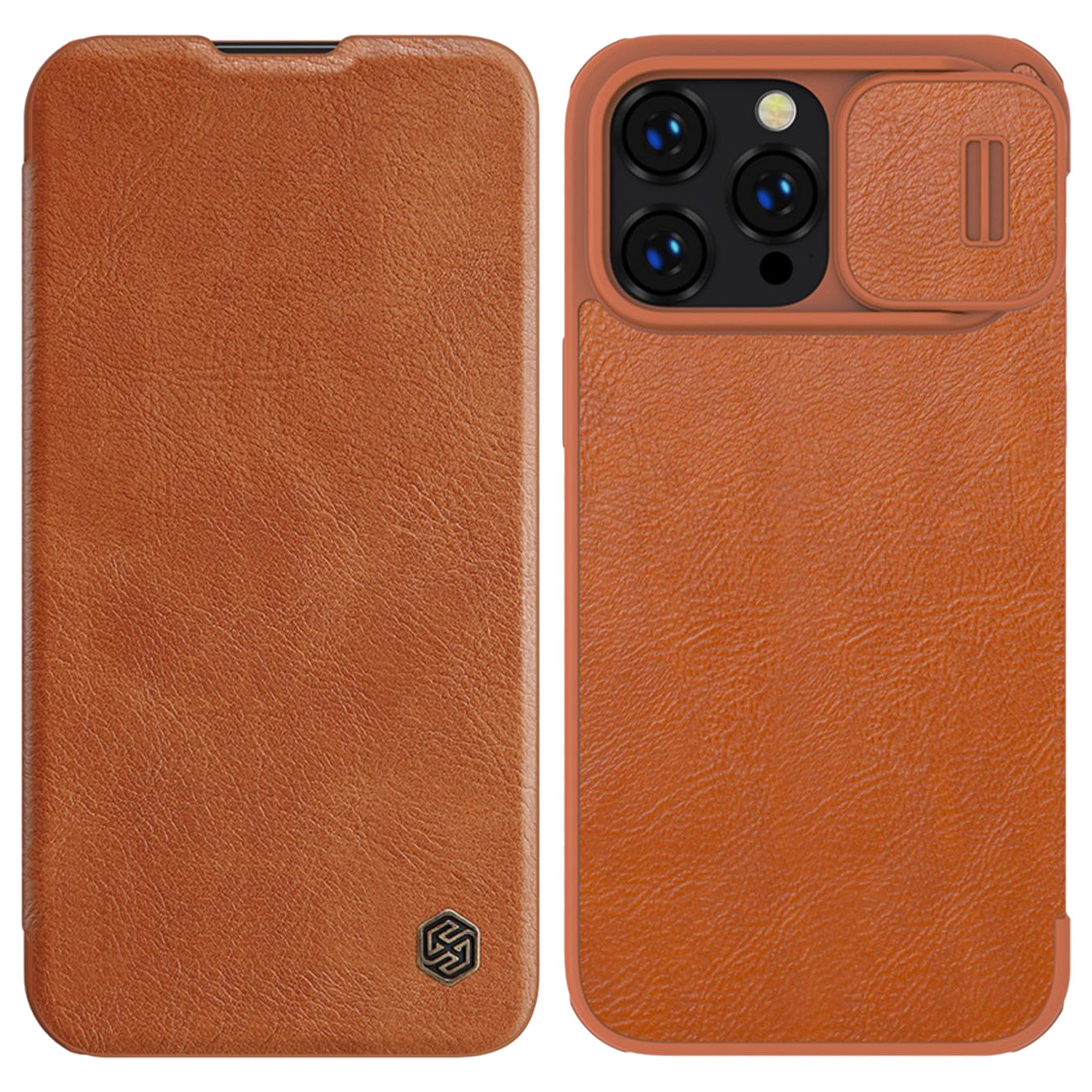 Kotelo Nillkin Qin Pro Nahka Apple iPhone 14 Pro Max ruskea