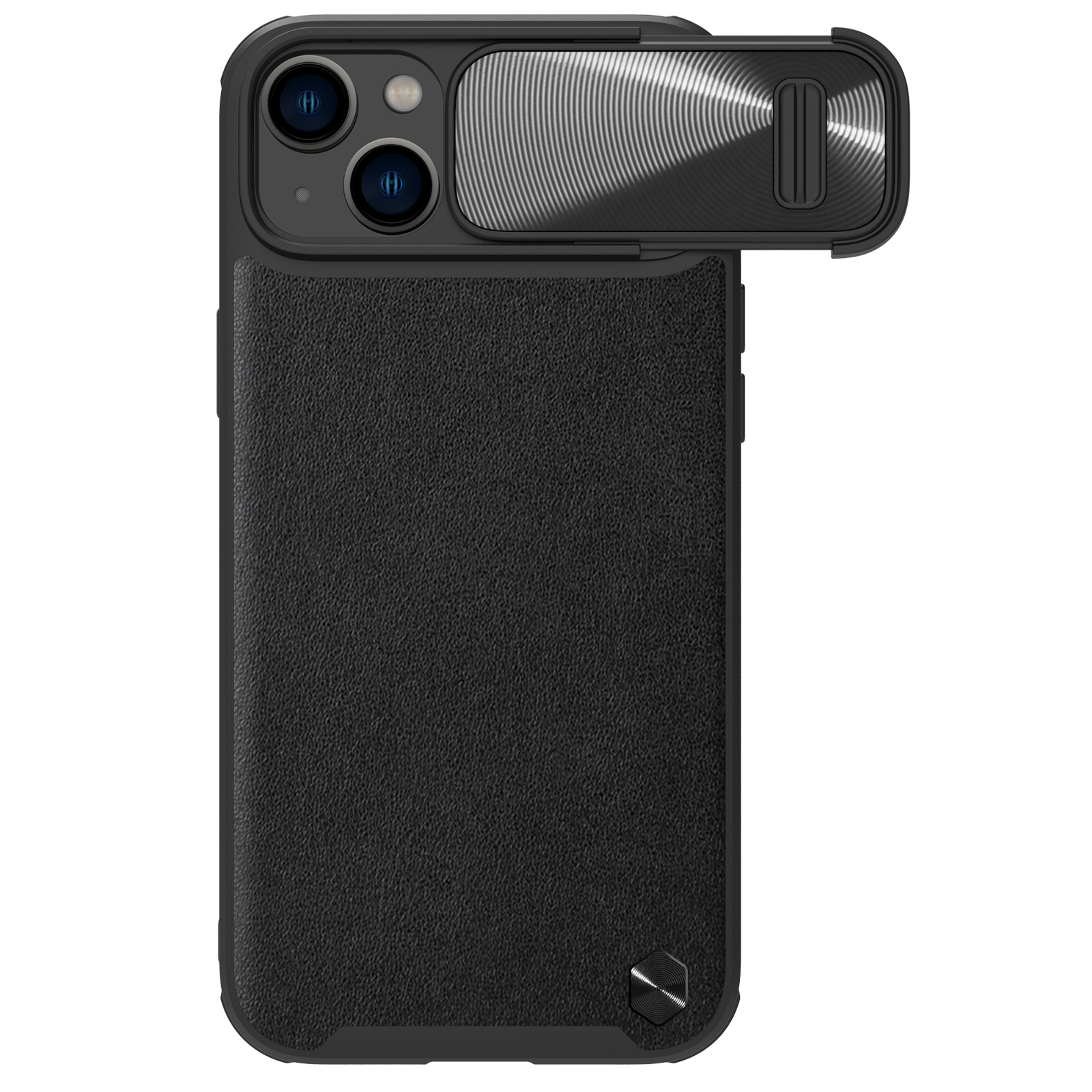 Nillkin CamShield Nahka S Kotelo iPhone 14 Plus kotelo kameran suojuksella musta