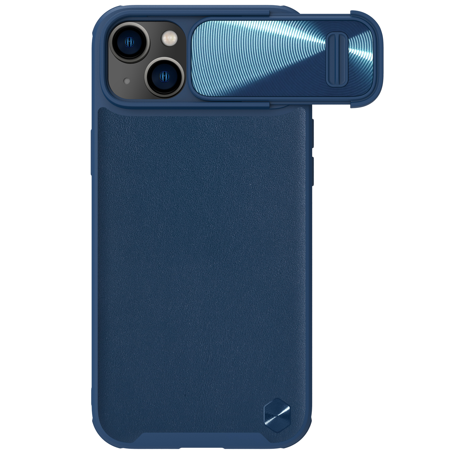 Nillkin CamShield Nahka S Kotelo iPhone 14 Plus kotelo kameran suojuksella sininen