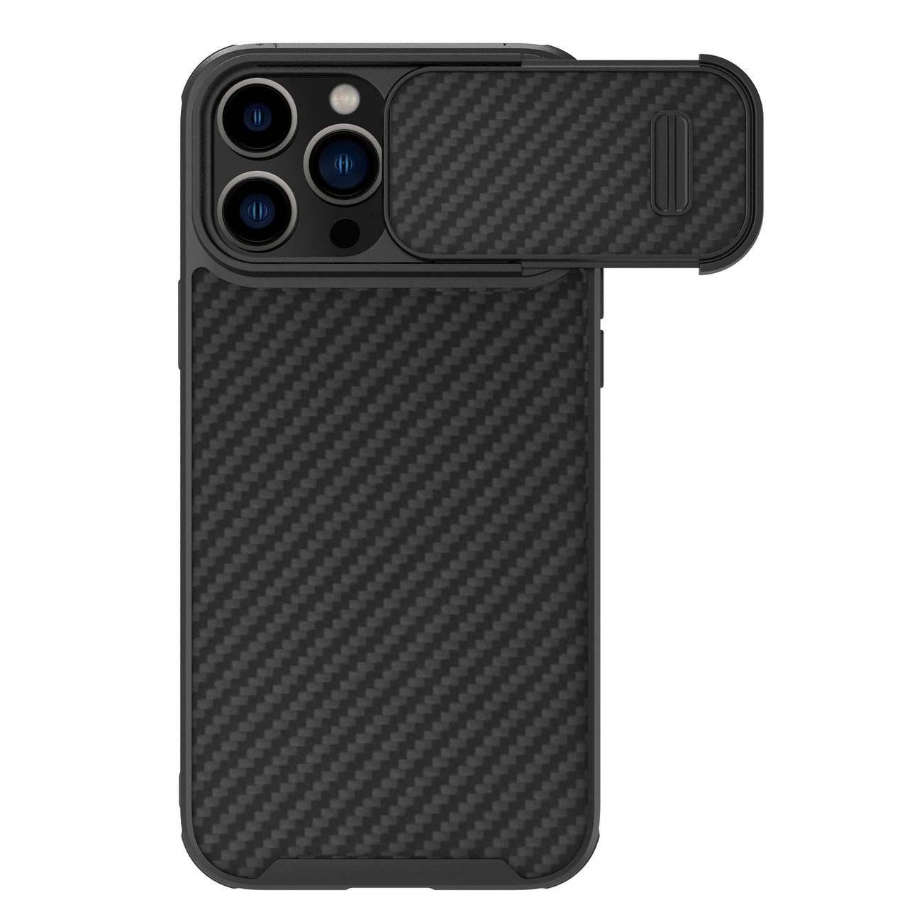 Nillkin Synthetic Fiber S Case iPhone 14 Pro Max kotelo kamerasuojalla, musta