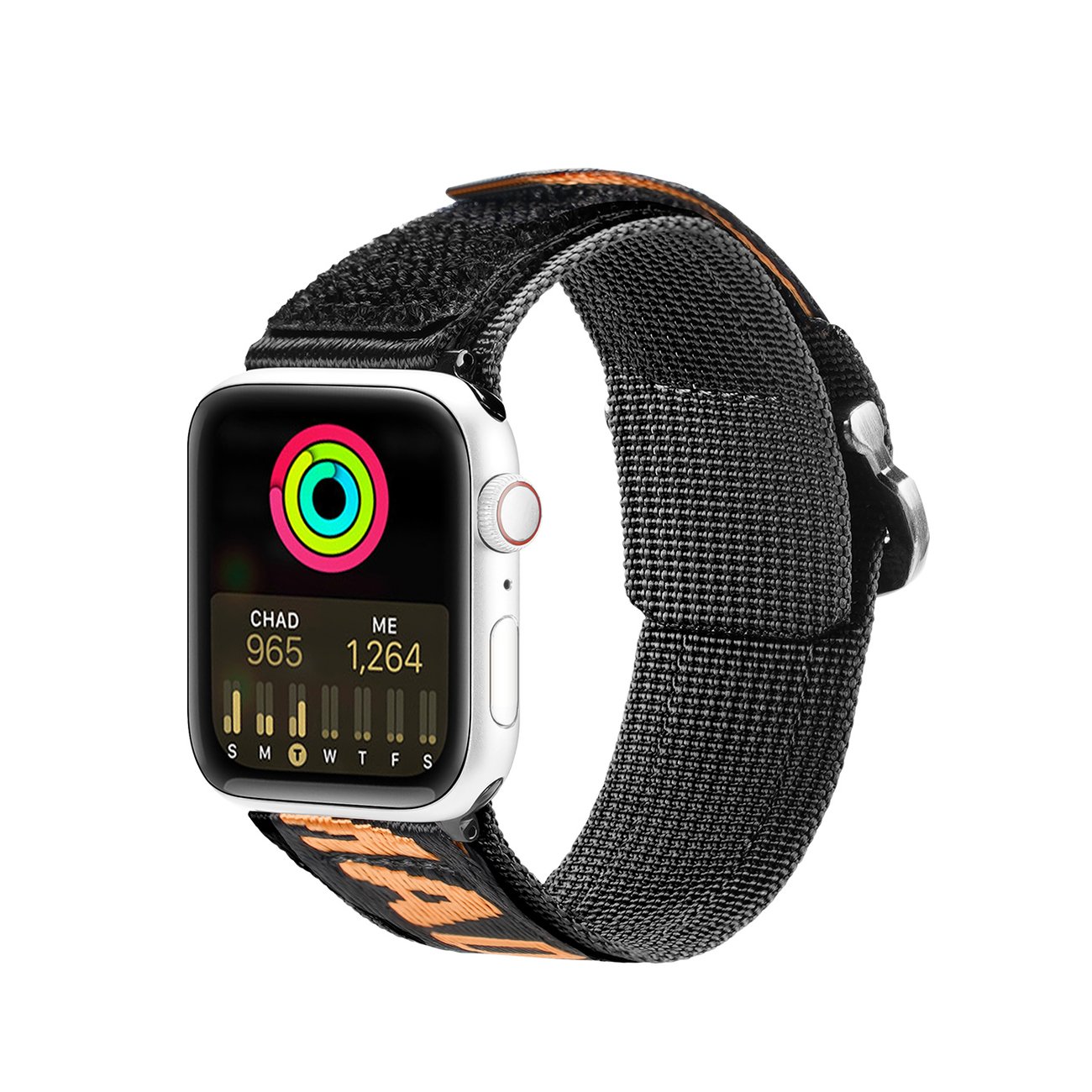 Dux Ducis hihna (ulkoiluversio) Apple Watch Ultra hihna, SE, 9, 8, 7, 6, 5, 4, 3, 2, 1 (49, 45, 44, 42 mm) Nylon rannekoru musta ja oranssi