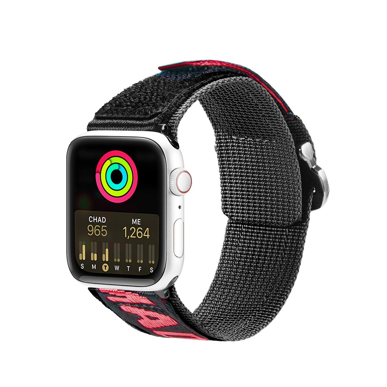 Dux Ducis hihna (ulkoiluversio) Apple Watch Ultra hihna, SE, 9, 8, 7, 6, 5, 4, 3, 2, 1 (49, 45, 44, 42 mm) Nylon rannekoru musta ja punainen