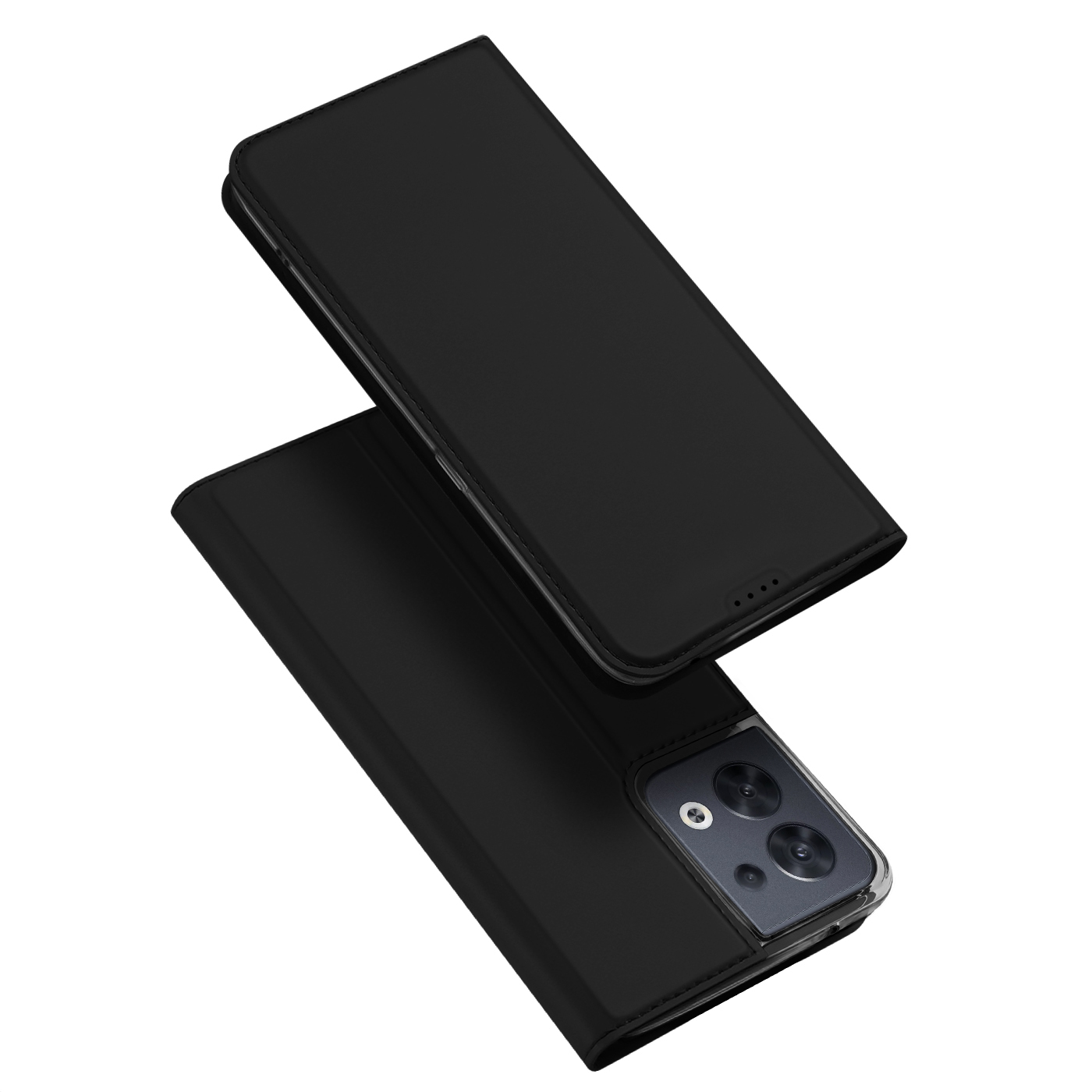 Dux Ducis Skin Pro tapauksessa Oppo Reno 8 flip kansi kortti lompakko jalusta musta