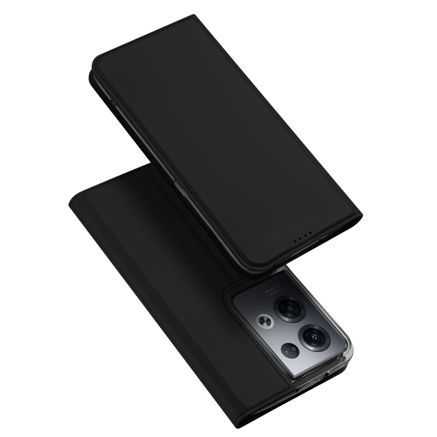 Dux Ducis Skin Pro tapauksessa Oppo Reno 8 Pro flip kansi kortti lompakko jalusta musta