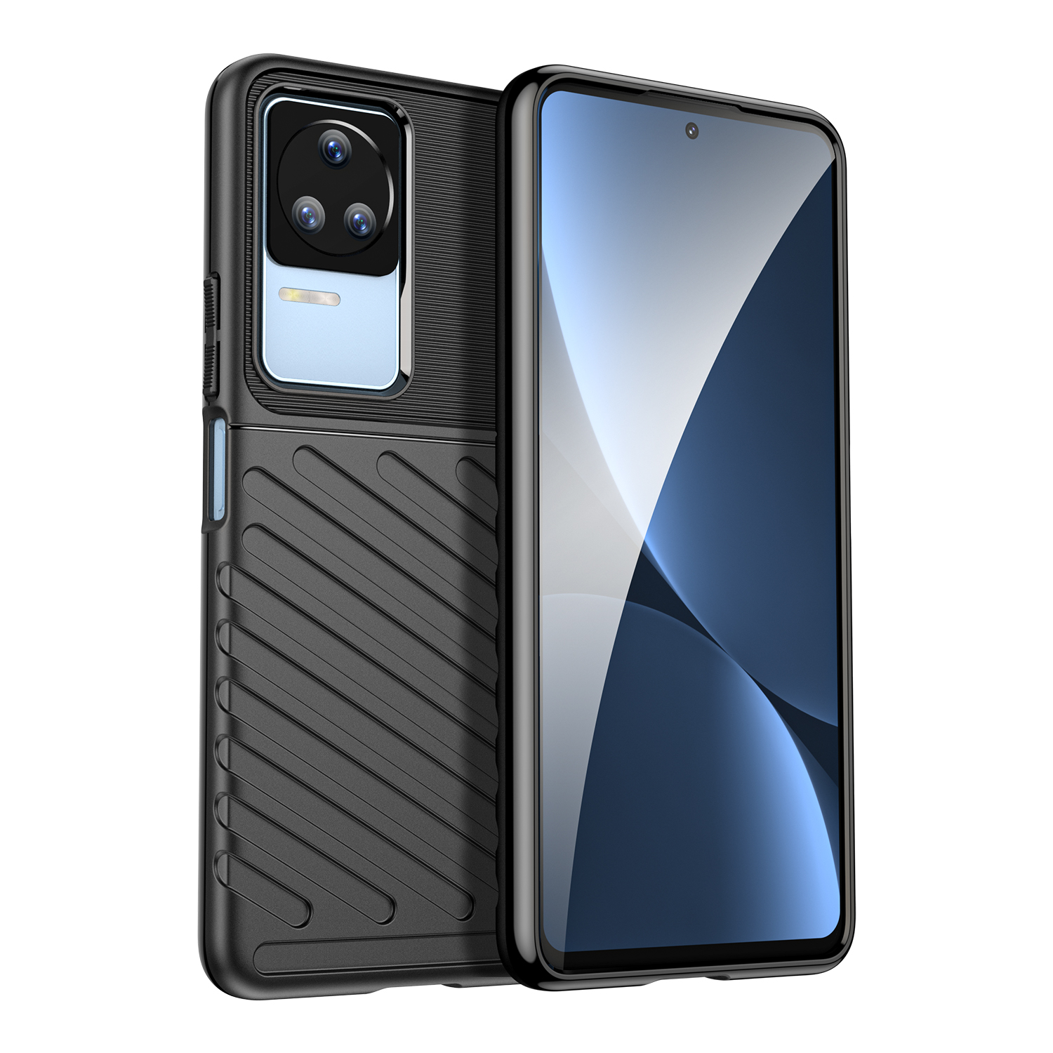 Thunder Case tapauksessa Xiaomi Poco F4 5G silikoni panssari tapauksessa musta