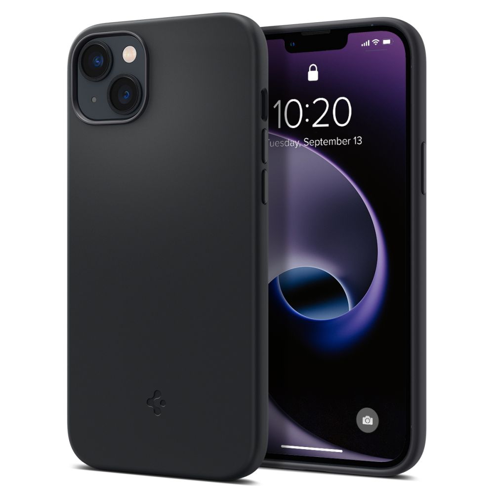 Spigen Silicone Fit Mag -kotelo MagSafella iPhone 14 Plus -puhelimelle - musta