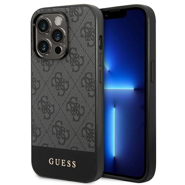 Guess GUHCP14XG4GLGR iPhone 14 Pro Max 6.7" harmaa/harmaa kova kotelo 4G Stripe-mallisto