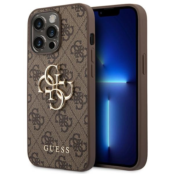 Guess 4G Big Metal Logo kotelo iPhone 14 Pro - ruskea