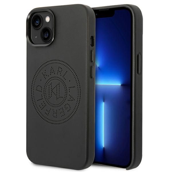 Karl Lagerfeld Leather Perforated Logo Case for iPhone 14 Plus - Black