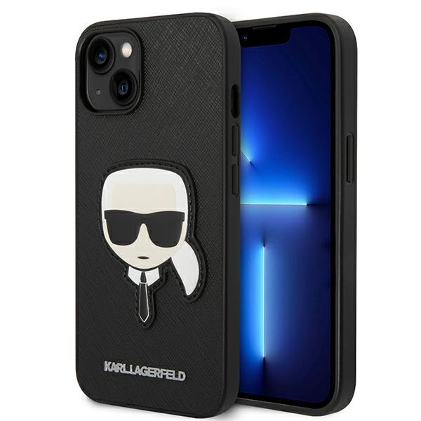 Karl Lagerfeld Saffiano Karl's Head Patch Case iPhone 14 Plus - musta