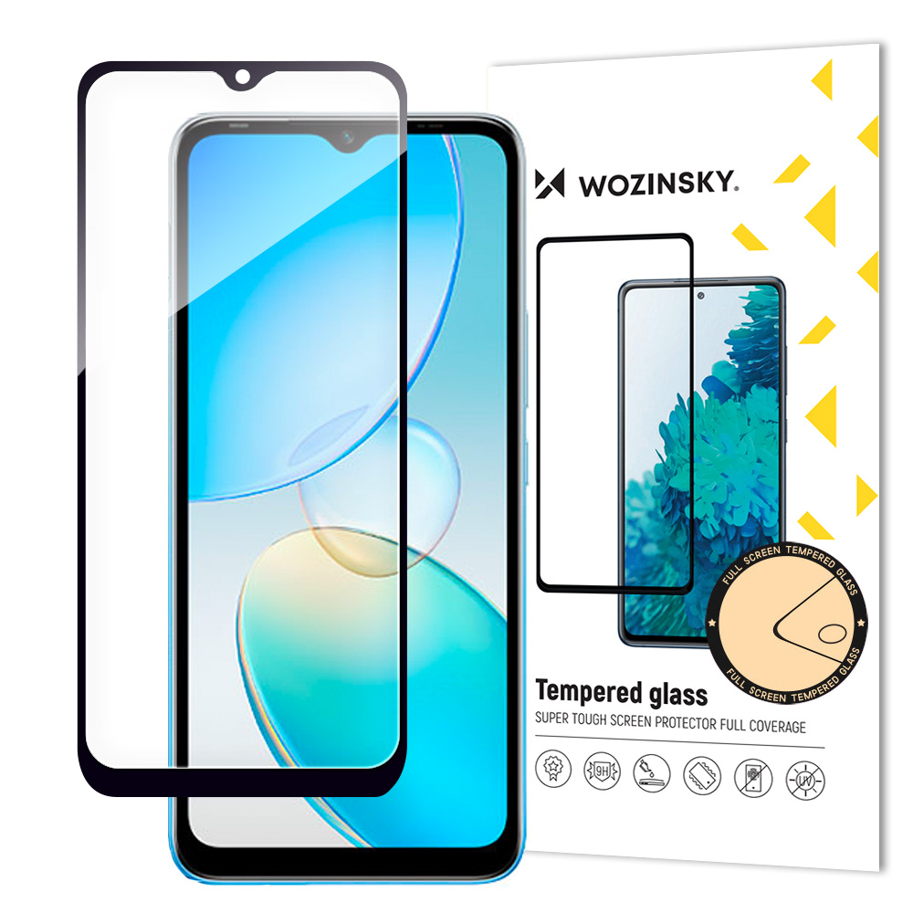 Wozinsky Full Glue Infinix Hot 12i Full Screen karkaistu lasi kehyksellä musta (koteloystävällinen)