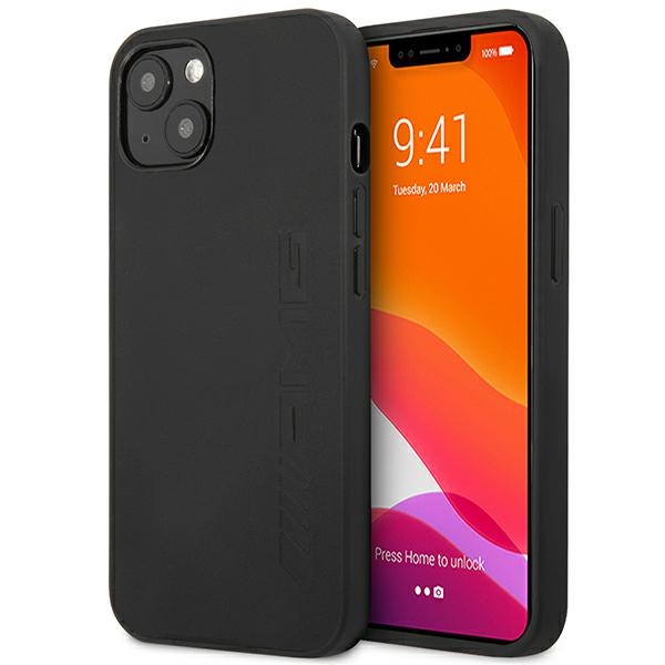 AMG AMHCP14SDOLBK iPhone 14 6.1 "musta / musta kovakotelo Nahka Hot Stamped