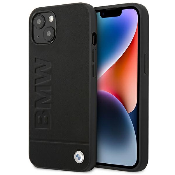 Kotelo BMW BMHCP14MSLLBK iPhone 14 Plus 6.7 "musta / musta nahka leimaaminen