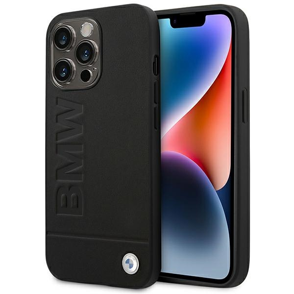 Kotelo BMW BMHCP14XSLLBK iPhone 14 Pro Max 6.7 "musta / musta Nahka Leimasin