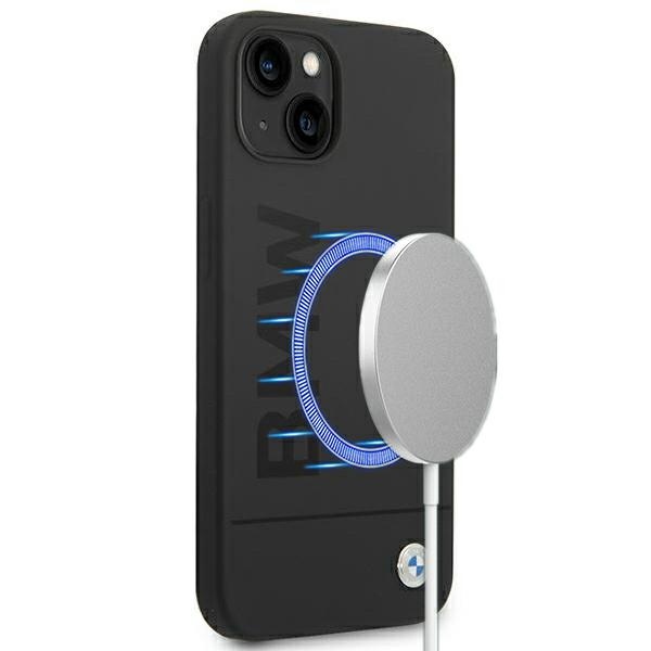 Kotelo BMW BMHMP14MSLBLBK iPhone 14 Plus 6.7 "musta / musta kovakotelo Silikoni allekirjoitus Logo Magsafe