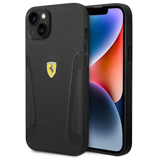 Ferrari FEHCP14MRBUK iPhone 14 Plus 6.7" musta/musta kovakotelo nahkainen leima sivut