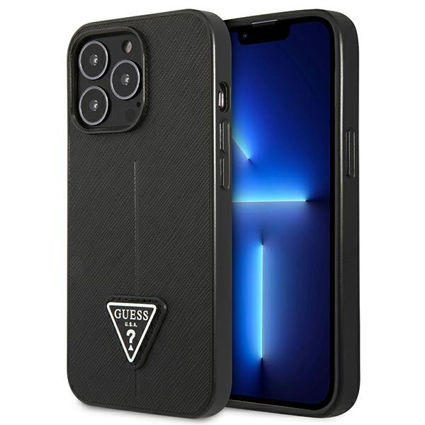 Guess GUHCP14LPSATLK iPhone 14 Pro 6.1" musta/musta kovakotelo SaffianoTriangle logo