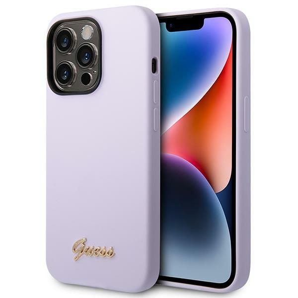 Guess GUHCP14LSLSMU iPhone 14 Pro 6.1" violetti/lila kova kotelo Silikoni Vintage Gold Logo