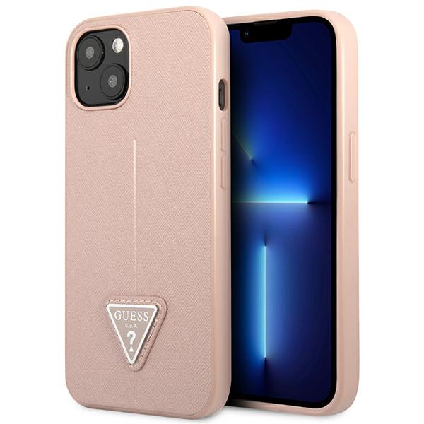 Guess GUHCP14MPSATLP iPhone 14 Plus 6,7 "vaaleanpunainen / vaaleanpunainen kovakotelo SaffianoTriangle Logo