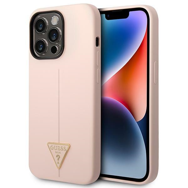 Guess GUHCP14XSLTGP iPhone 14 Pro Max 6.7" vaaleanpunainen/vaaleanpunainen kovakotelo Silikoni kolmio Silikoni kolmio