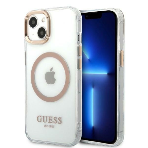 Guess GUHMP13MHTRMD iPhone 13 6.1 "kulta / kulta kova kotelo Metal Outline Magsafe metalli ääriviivat