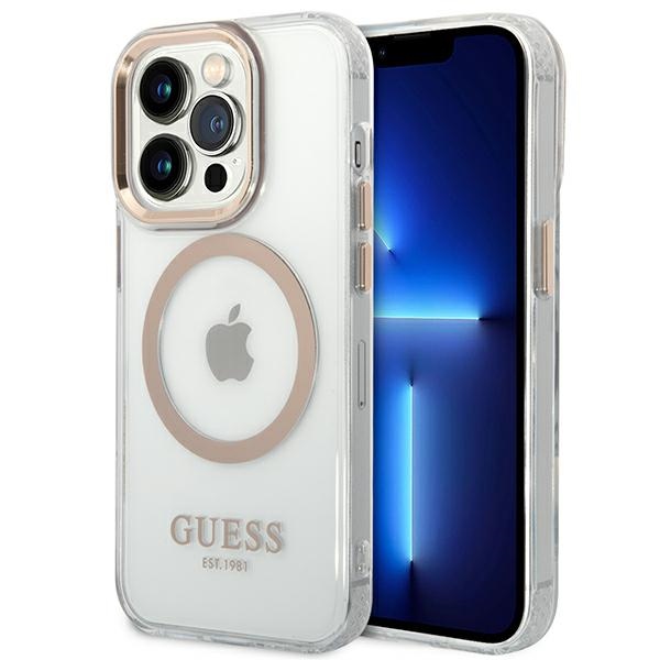 Guess GUHMP14LHTRMD iPhone 14 Pro 6.1 "kulta / kulta kova kotelo Metal Outline Magsafe metalli ääriviivat