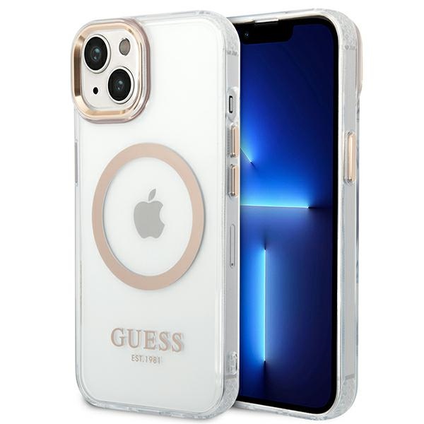 Guess GUHMP14MHTRMD iPhone 14 Plus 6.7 "kulta / kulta kova kotelo Metal Outline Magsafe metalli ääriviivat