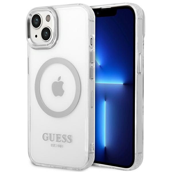 Guess GUHMP14MHTRMS iPhone 14 Plus 6.7" hopea/hopea kova kotelo metalli Outline Magsafe