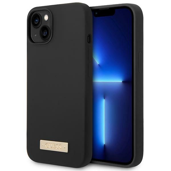 Guess GUHMP14MSBPLK iPhone 14 Plus 6.7" musta/musta kova kotelo Silikoni logo levy MagSafe