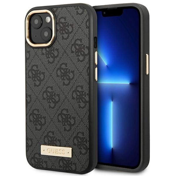 Guess GUHMP14MU4GPRK iPhone 14 Plus 6.7 "musta / musta kova kotelo 4G Logo Plate MagSafe
