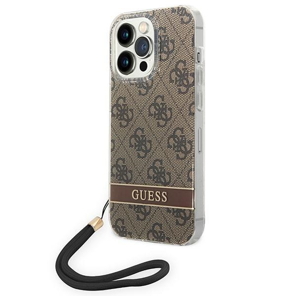 Guess GUOHCP14LH4STW iPhone 14 Pro 6.1 "ruskea / ruskea kovakotelo 4G Tulosta hihna