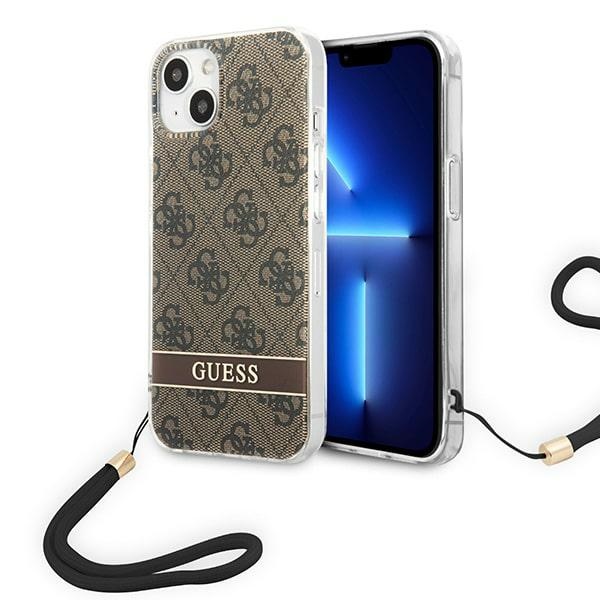 Guess GUOHCP14MH4STW iPhone 14 Plus 6.7 "ruskea / ruskea kovakotelo 4G Tulosta hihna