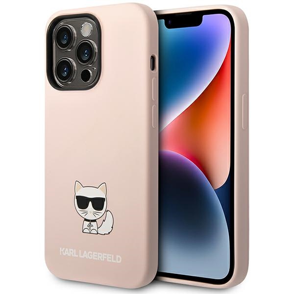 Karl Lagerfeld KLHCP14LSLCTPI iPhone 14 Pro 6.1 "kovakotelo vaaleanpunainen / vaaleanpunainen Silikoni Choupette Body