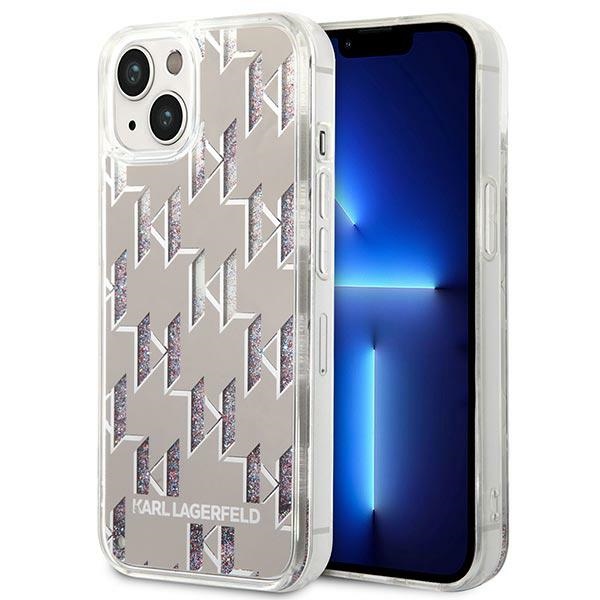 Karl Lagerfeld KLHCP14MLMNMS iPhone 14 Plus 6.7 "kovakotelo hopea / hopea Nestemäinen Glitter Monogrammi