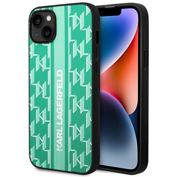 Karl Lagerfeld KLHCP14MPGKLSKN iPhone 14 Plus 6.7 "kovakotelo vihreä / vihreä Monogram Stripe -raita