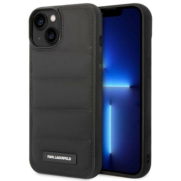 Karl Lagerfeld Puffy Elongated Logo Suojakuori iPhone 14:lle - musta