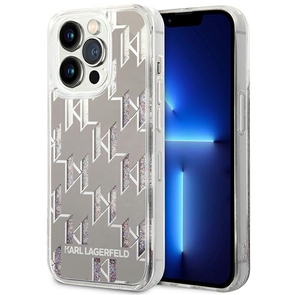 Karl Lagerfeld KLHCP14XLMNMS iPhone 14 Pro Max 6.7 kovakuori hopeinen / hopeinen Liquid Glitter Monogram