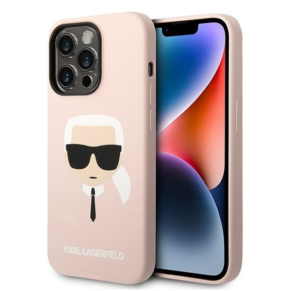 Karl Lagerfeld KLHMP14LSLKHLP iPhone 14 Pro 6.1 kovakuori vaalea vaaleanpunainen / vaalea vaaleanpunainen Silicone Karl's Head Magsafe