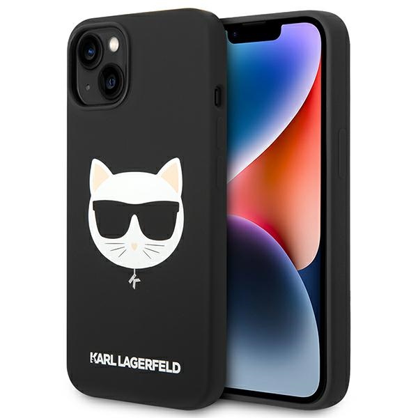 Karl Lagerfeld KLHMP14MSLCHBK iPhone 14 Plus 6.7 kovakuori musta / musta Silicone Choupette Head Magsafe