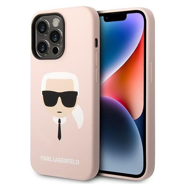 Karl Lagerfeld KLHMP14XSLKHLP iPhone 14 Pro Max 6.7 kovakuori vaalea vaaleanpunainen / vaalea vaaleanpunainen Silicone Karl's Head Magsafe