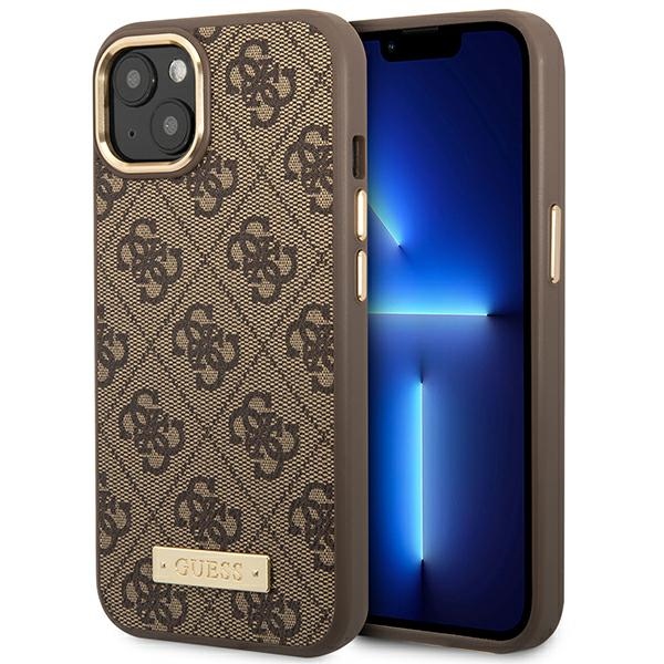 Guess GUHMP14MU4GPRW iPhone 14 Plus 6.7 ruskea / ruskea kovakuori 4G Logo Plate MagSafe