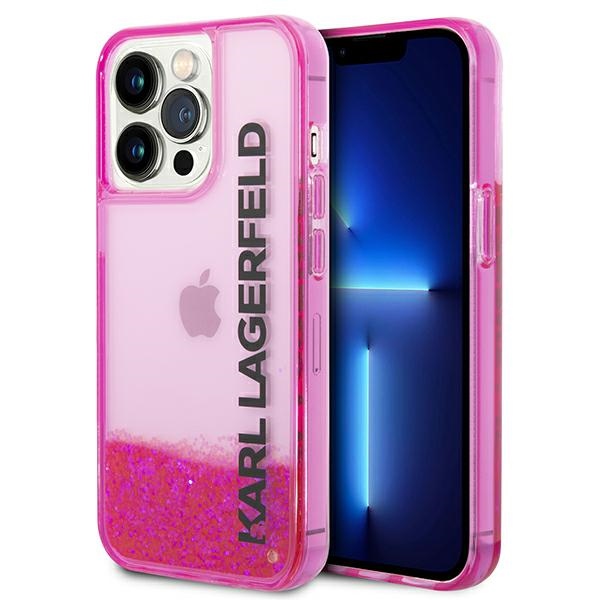 Karl Lagerfeld KLHCP14XLCKVF iPhone 14 Pro Max 6.7 vaaleanpunainen / vaaleanpunainen kovakuori Liquid Glitter Elong