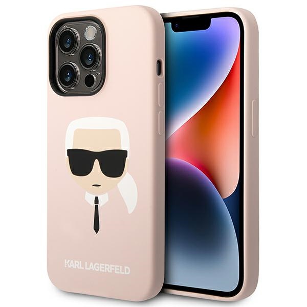 Karl Lagerfeld KLHCP14XSLKHLP iPhone 14 Pro Max 6.7 kovakuori vaaleanpunainen / vaaleanpunainen Silicone Karl's Head