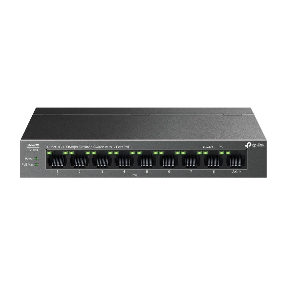 TP-Link LS109P kytkin 8 PoE+-porttia