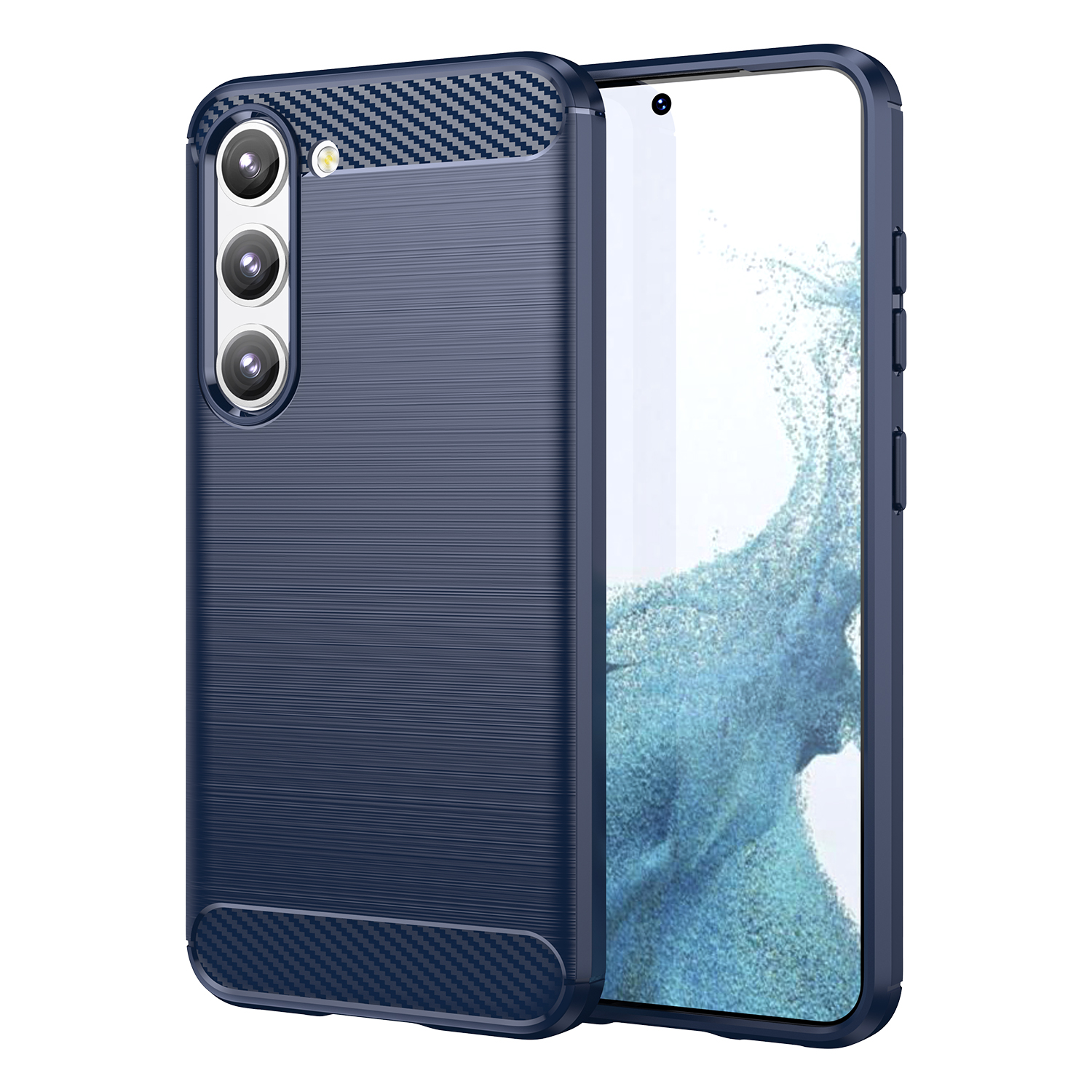 Carbon Case joustava silikoninen hiilikuitukuori Samsung Galaxy S23+:lle - sininen