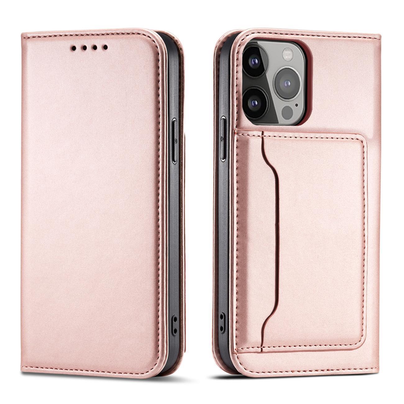 Magnet Card Suojakuori Samsung Galaxy S23:lle - läppäkuori lompakko jalusta vaaleanpunainen
